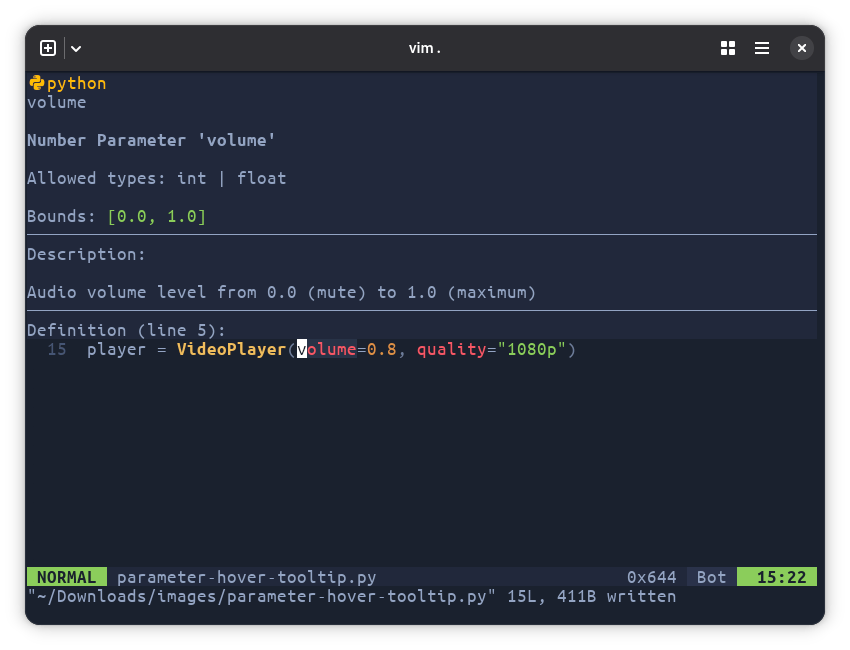 Parameter Hover Tooltip